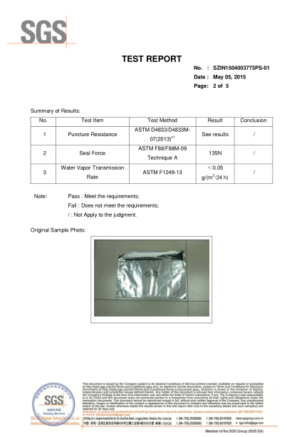 2015-Foil bag-封边强度-穿刺-水（shuǐ）蒸气透过率（lǜ）